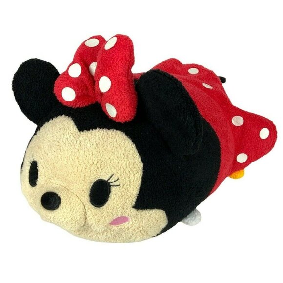 Disney Store Minnie Mouse Tsum Tsum Plush 12 inch Red Black Soft Cuddly Doll - Picture 1 of 8